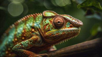 Fototapeta premium Colorful Chameleon. Generative AI