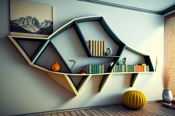 Innovative Modular Shelving Units for Creative Storage Solutions.  Clever Space-Saving Ideas for Organizing. Generative AI