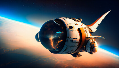 Fototapeta na wymiar Generative AI Illustration of a Futuristic Spaceship