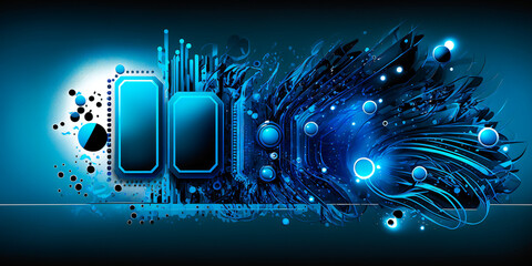 Futuristic Blue Digital Network Background . Generative AI