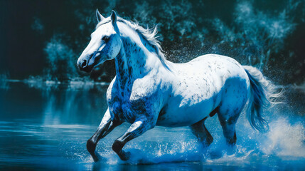 Majestic White Horse.  Generative AI....