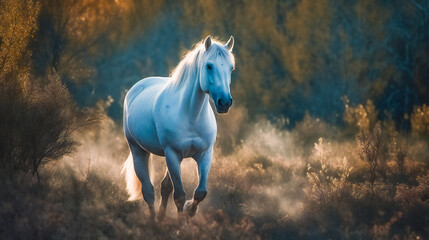 Obraz na płótnie Canvas Majestic White Horse. Generative AI....