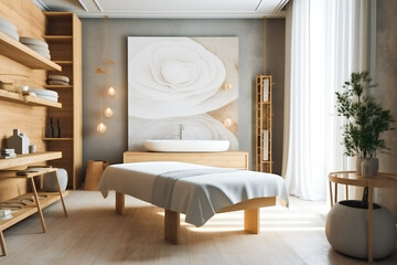 Fototapeta na wymiar Modern Massage Room With Beautiful Interior. AI Generated