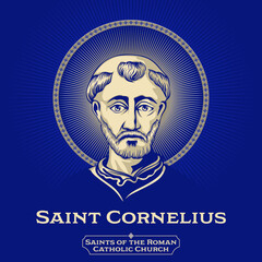Catholic Saints. Saint Cornelius (198-253) was a Roman priest who was elected pope during the lull in the persecution of Christians under Emperor Decius. - obrazy, fototapety, plakaty