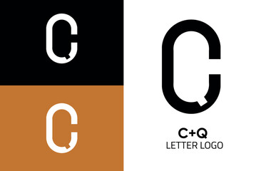Free vector CQ or QC letter logo design, vector logotype template