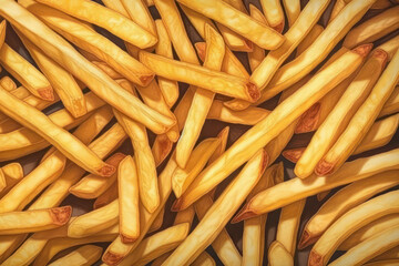 food background. french fried potatoes cut into thin slices .top view. Generative AI