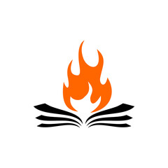 Book burning flat icon isolated on transparent background