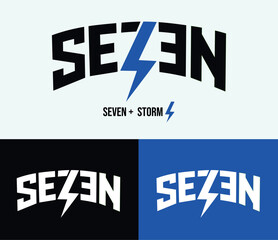 Free vector seven storm typography logo, logotype vector template