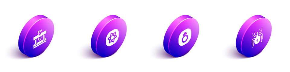 Set Isometric Bottle with potion, Tarot cards, Mars and Spider icon. Vector