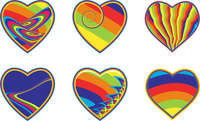 LGBT heart rainbow colored vector set, flat design symbol isolated on white background. Perfect for promoting pride, acceptance, and equality. - 597855816