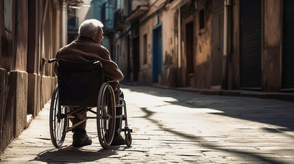 Obraz premium The Aging Plight. The Lonely Walk. The Forgotten Generation. AI Generated