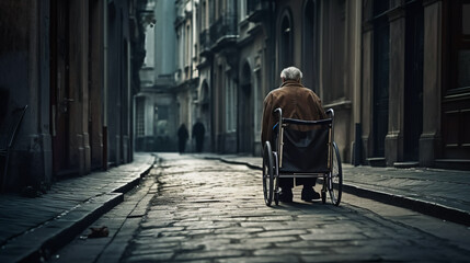 Obraz premium The Aging Plight. The Lonely Walk. The Forgotten Generation. AI Generated