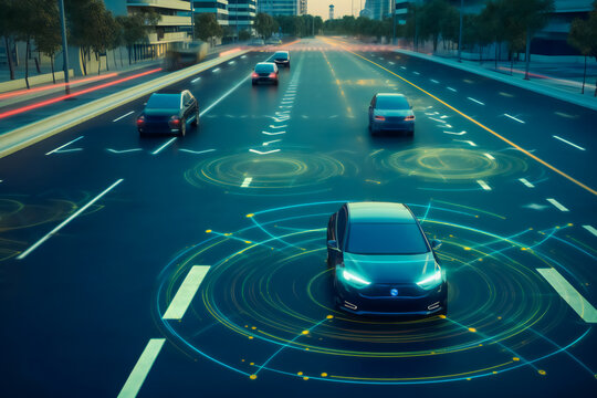 Autonomous Car Sensor System Concept for Vehicle Safety. Generative AI