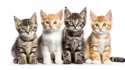 Fototapeta na wymiar group of small kittens isolated on white background. AI Generated