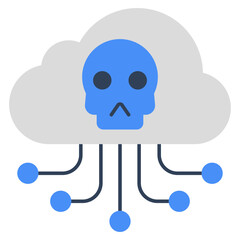 Skull with cloud showcasing cloud hacking icon 