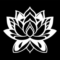 Lotus flower vector icon. Black and white lotus flower vector icon.