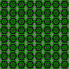 original abstract pattern with diamonds and flowers on a green background