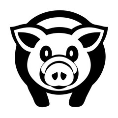 piggy animal cartoon vector illustration graphic design in black and white