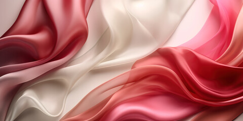 Obraz premium Abstract Background with 3D Wave white purple Gradient Silk Fabric. Christmas, wedding, bridal, valentine, romance, award. Holiday gift with copy space. Web banner with copy space. Generative Ai