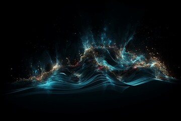 A digital abstract background depicting particle wave and light. Generative AI