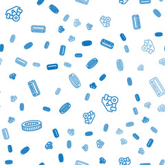 Set line Car air filter, Power car engine and audio on seamless pattern. Vector