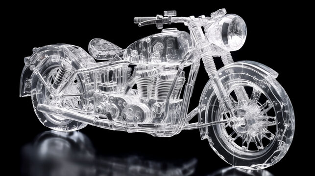 A motorcycle made of crystal was created - generative ai.