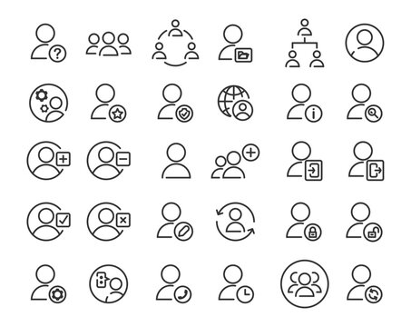 Set of user line icon. Simple outline style. Human, login, person, man, people, neutral, single, head concept for web design. Vector illustration isolated. Editable stroke EPS 10.
