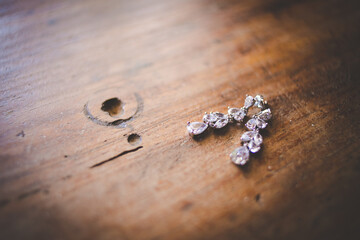 Close up creative photo of Artistic Bridal Accessories at a real wedding