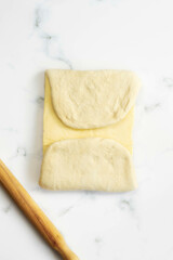 French pastry, croissant. Croissant series with preparation and final shoot