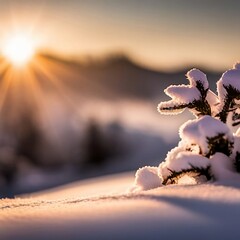 sunset in the snow