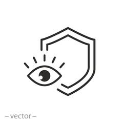 eye protection icon, healthy vision, shield for eyesight, thin line symbol on white background - editable stroke vector illustration eps10