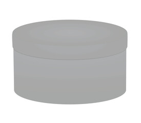 Grey  round present box. vector illustration