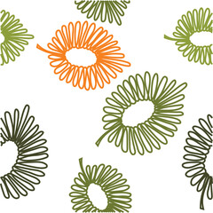 Seamless pattern from autumn leaves. Flying leaves. A pattern of leaves in one line. Line drawing loop