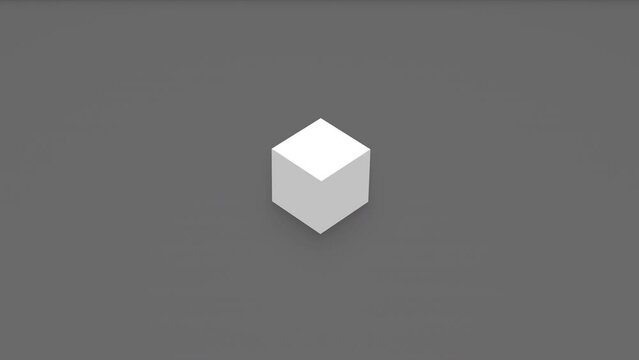 Abstract 3d render of disassembled and assembled cube shape in isometric view. Computer generated loop animation. 4K seamless motion design
