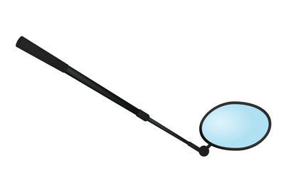 Metal inspector mirror. vector illustration