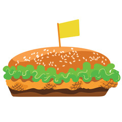 hamburger on white background