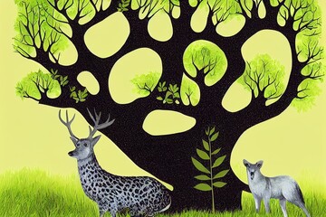 world forest day, world wildlife day, world wildlife with the animal on earth, forest concept, environment day, poster, symbol, ideas, March 21, World animal and Habitat Day. Generative AI