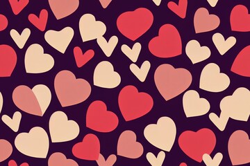 Cat in a heart frame seamless background repeating pattern, wallpaper background, cute seamless pattern background. Generative AI