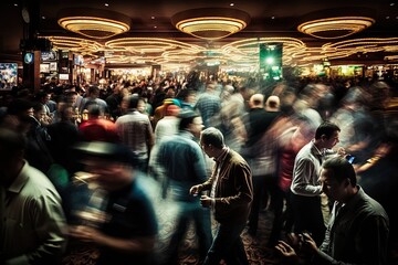 Chaotic Hustle and Bustle of a Crowded Casino Floor. Generative AI - obrazy, fototapety, plakaty