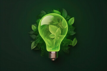 A symbol of sustainable energy sources, the light bulb in this picture signifies the importance of green technology and environmental responsibility in promoting clean, renewable, and circular energy,