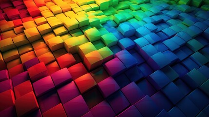 Rainbow tiles abstract 4k landscape. Generative AI