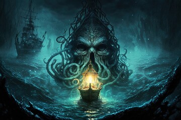 Harmonious Terrors Awaken From the Glowing Depths. Generative AI