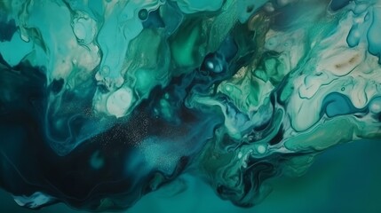 Abstract watercolor paint background by teal color blue and green with liquid fluid texture Generative AI