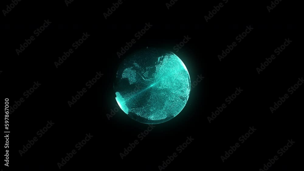 Poster digital particle earth. computer generated 3d render