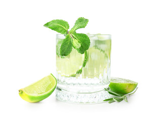 Glass of tasty mojito isolated on white background