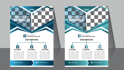 Exploration The World  useable Headline Flyer Design Vector A4 size Template.