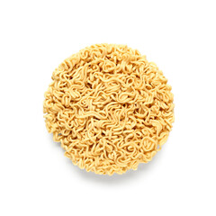 Raw instant noodles on white background