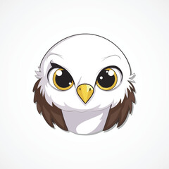 Illustration of owl head on white background, vector eps10