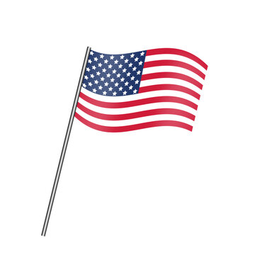 Image of the US flag on a metal cane. Vector.American flag on a white background