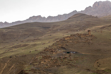 an abandoned village in the mountains. North Ossetia, Caucasus, Russia